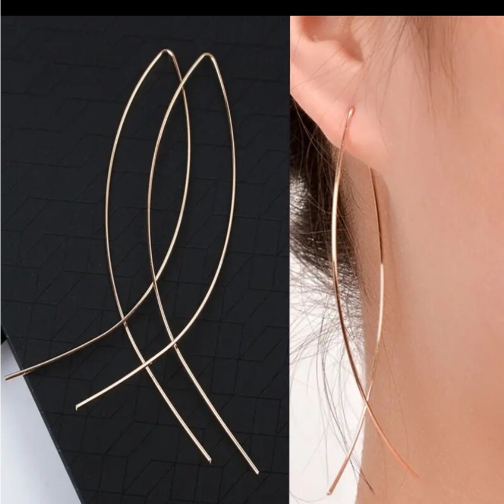 Brand New Gold Tone Drop Cross Earrings